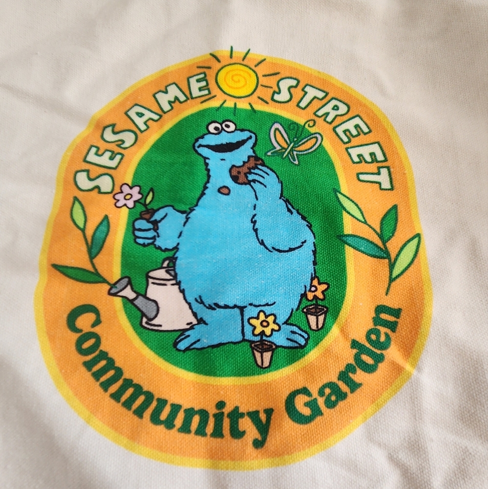 Sesame Street Cookie Monster Community Garden Canvas Farmer's Marker Tote Bag - Picture 2 of 10